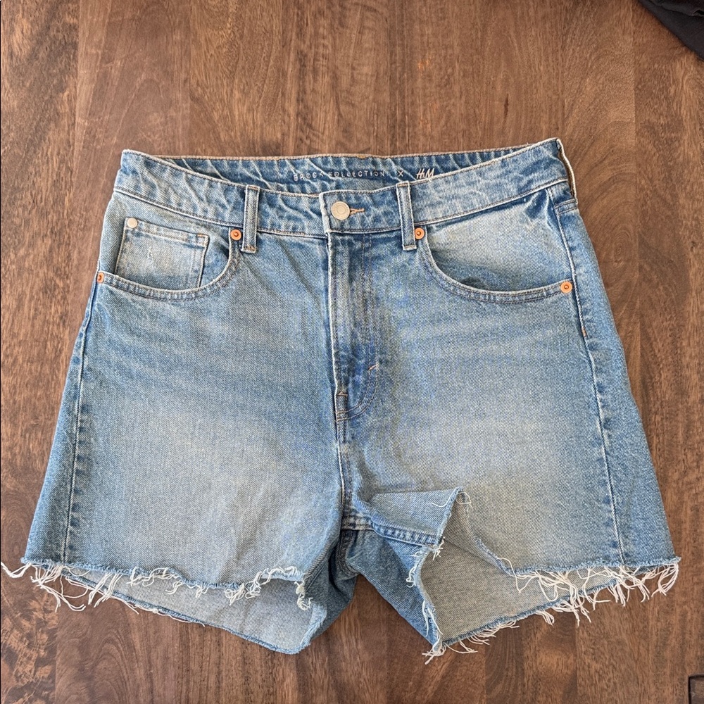 Brock Collection X H&M Denim Frayed Hem Jean Shorts